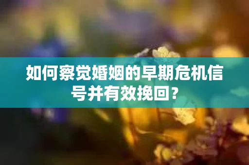 如何察觉婚姻的早期危机信号并有效挽回？