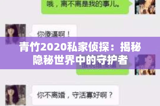 青竹2020私家侦探：揭秘隐秘世界中的守护者