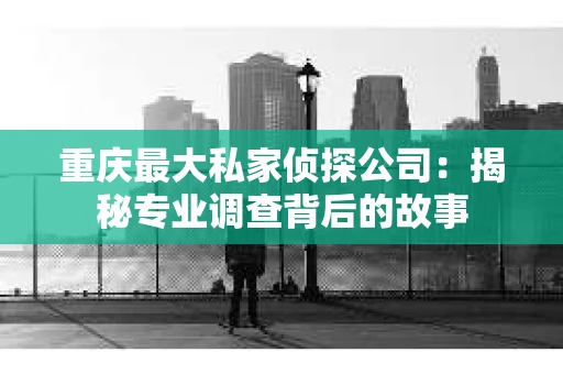 重庆最大私家侦探公司：揭秘专业调查背后的故事