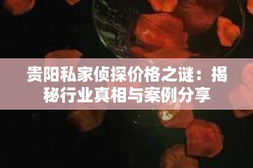 贵阳私家侦探价格之谜：揭秘行业真相与案例分享