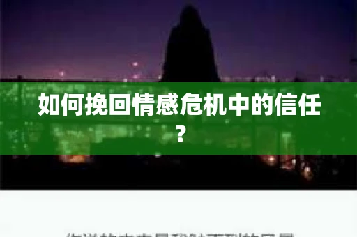 如何挽回情感危机中的信任？